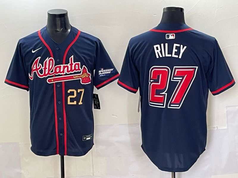 Men Atlanta Braves #27 Riley Drak Blue Nike 2025 MLB Jersey style 05
